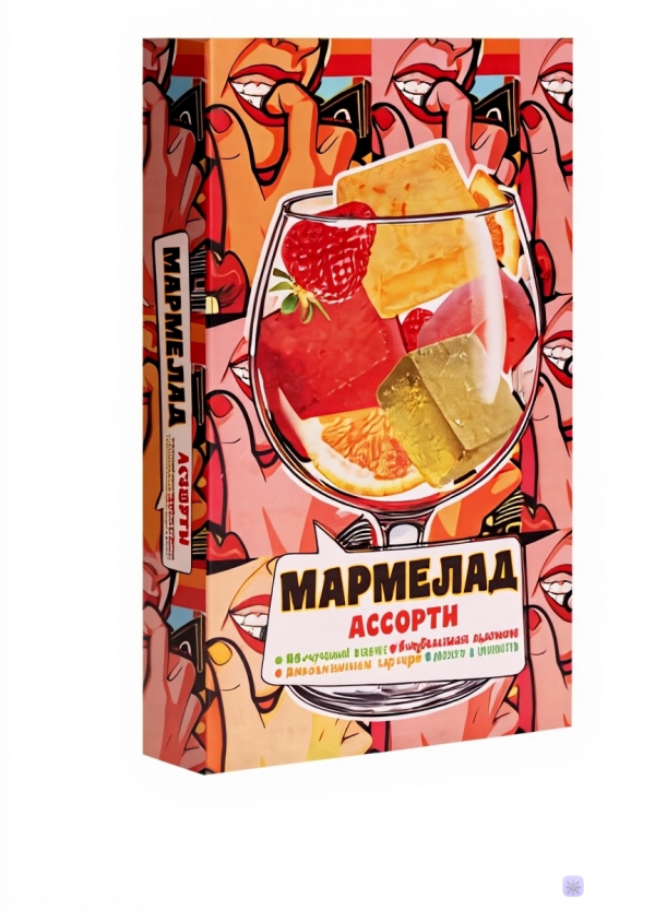 №2 Мармелад АлкоАссорти(яблочный виски, клубничный просекко, апельсиновый вермут, лайм текила) 110г в Саянске