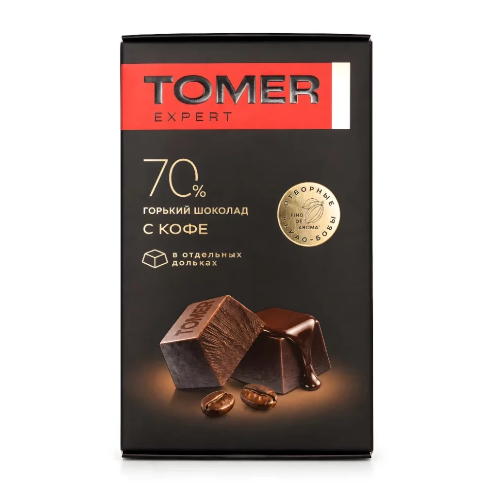  Фабрика Томер  Горький (70%) шоколад с КОФЕ, 90г  в Саянске